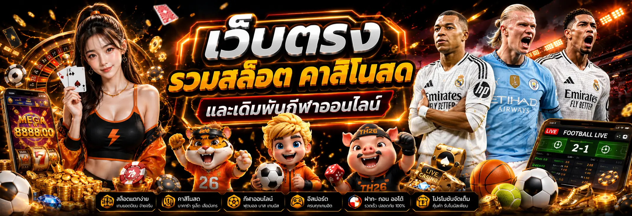 TH26 สล็อตออนไลน์และคาสิโนสด พร้อมเดิมพันกีฬาออนไลน์หลากหลายประเภท